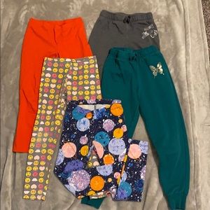 Girls Leggings and sweatpants lot of 5, Size M 7/8
